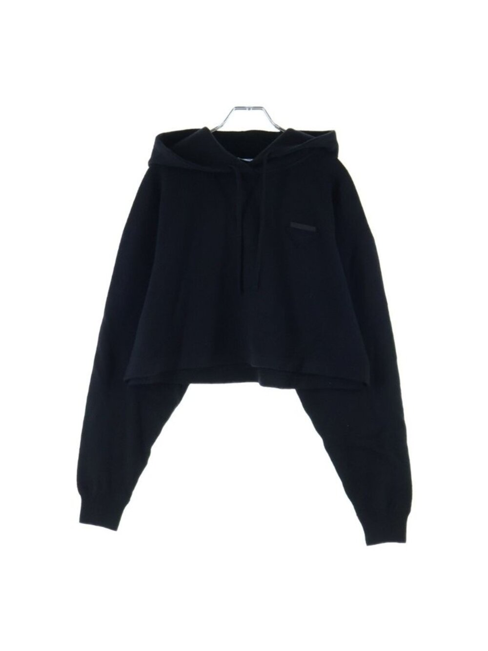 Prada Wool Cashmere Cropped Hoodie Black